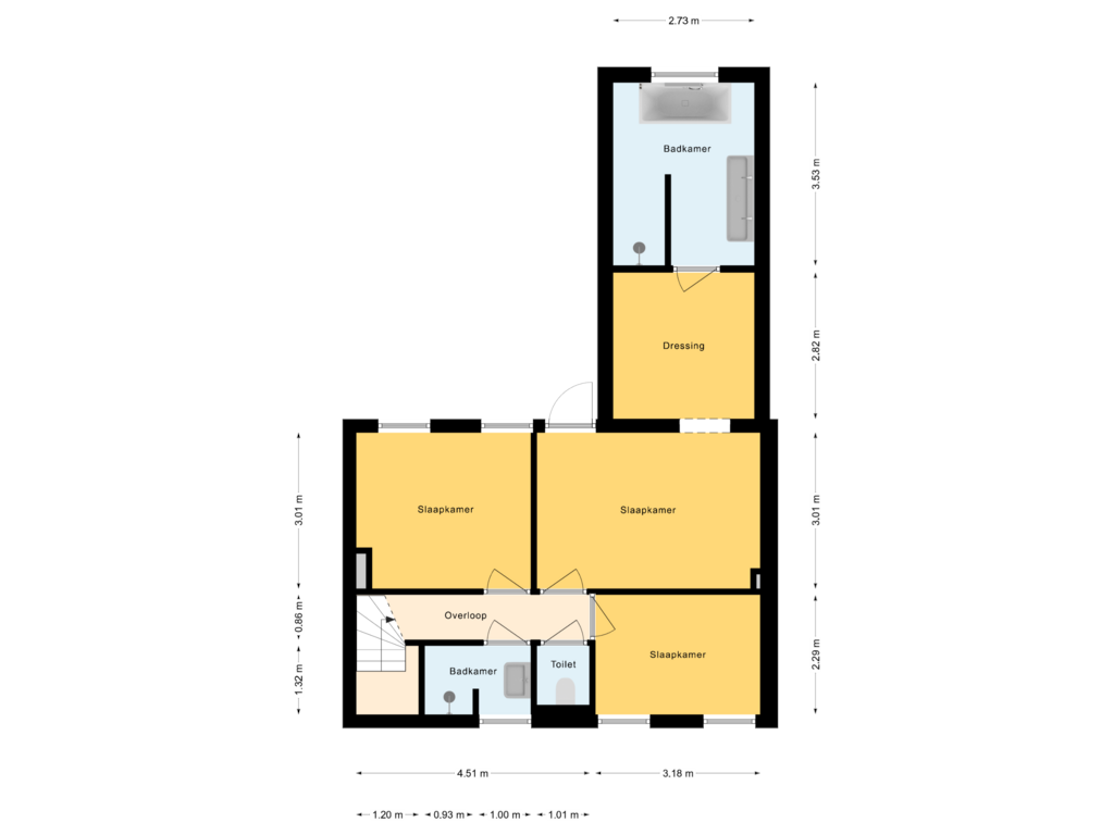 Bekijk plattegrond van 1e Verdieping van Dorpsstraat 4