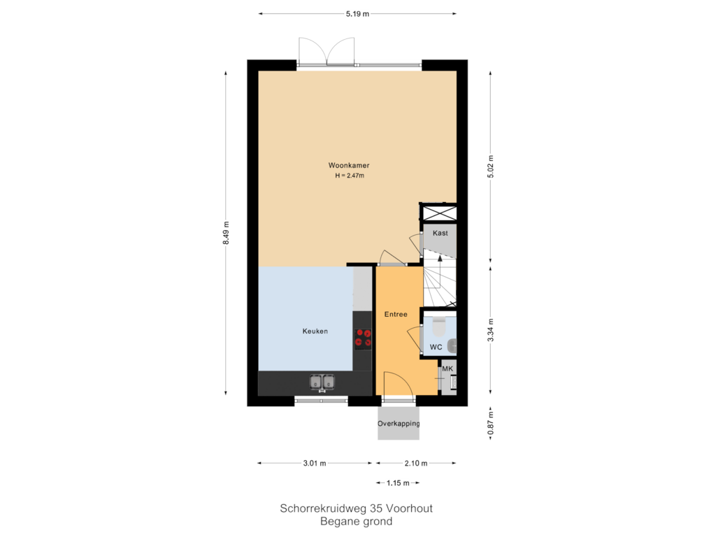 View floorplan of Begane grond of Schorrekruidweg 35