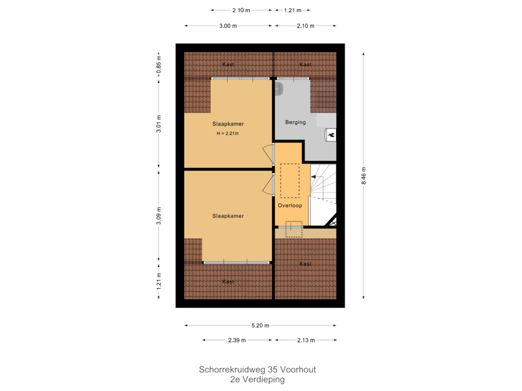 View floorplan of 2e Verdieping of Schorrekruidweg 35