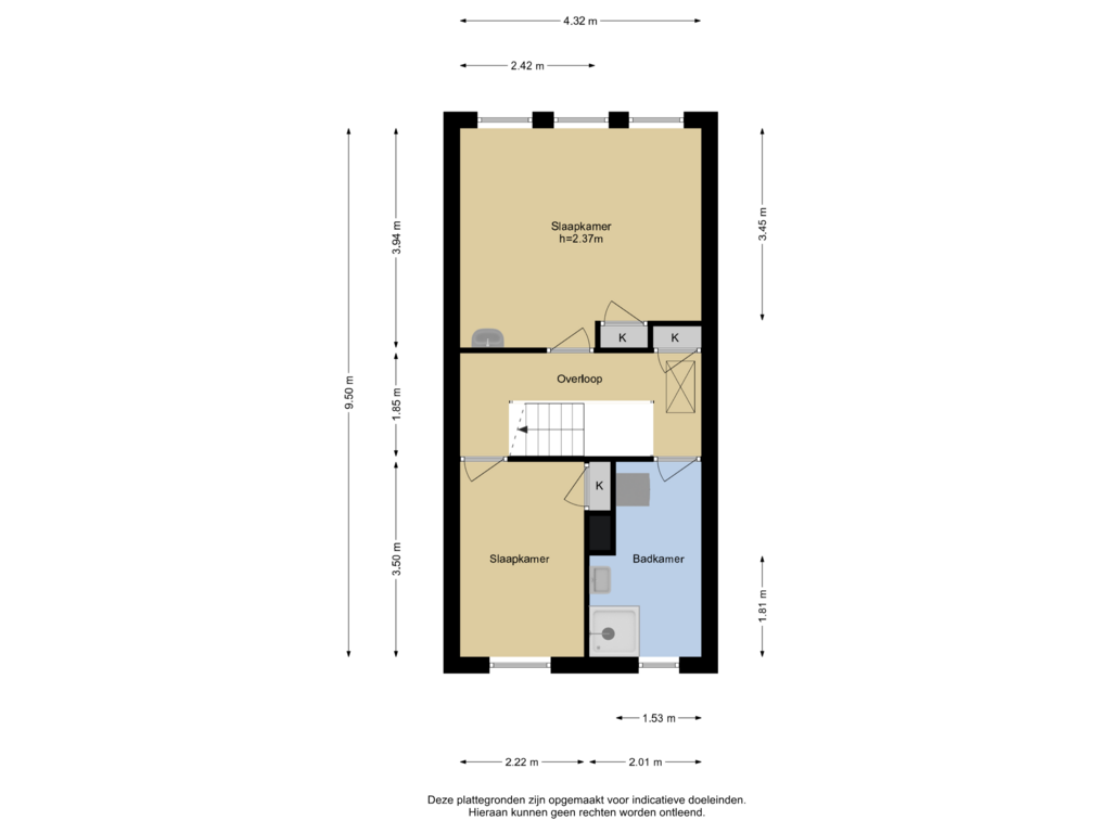 View floorplan of Verdieping 1 of Loenensestraat 63