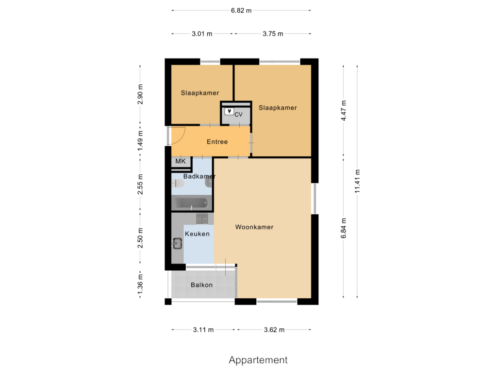 View floorplan of Appartement of Pieter Breughelstraat 65