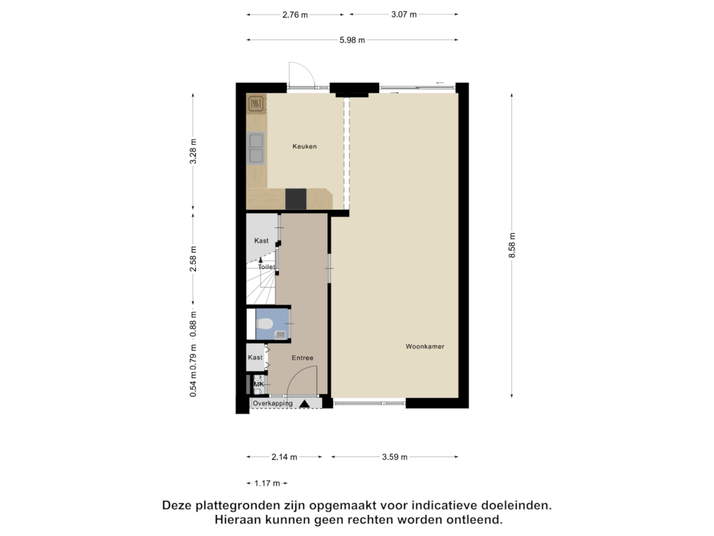 View floorplan of Begane Grond of Rousseaustraat 7