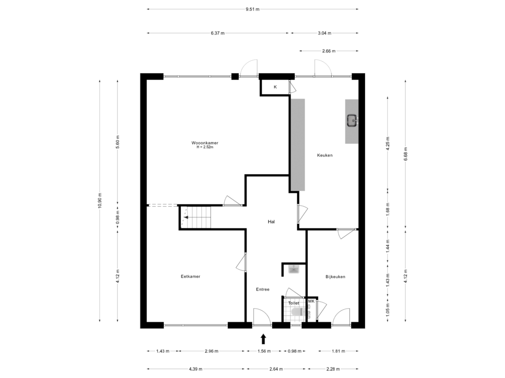 View floorplan of Begane Grond of Prof. van Itersonstraat 74