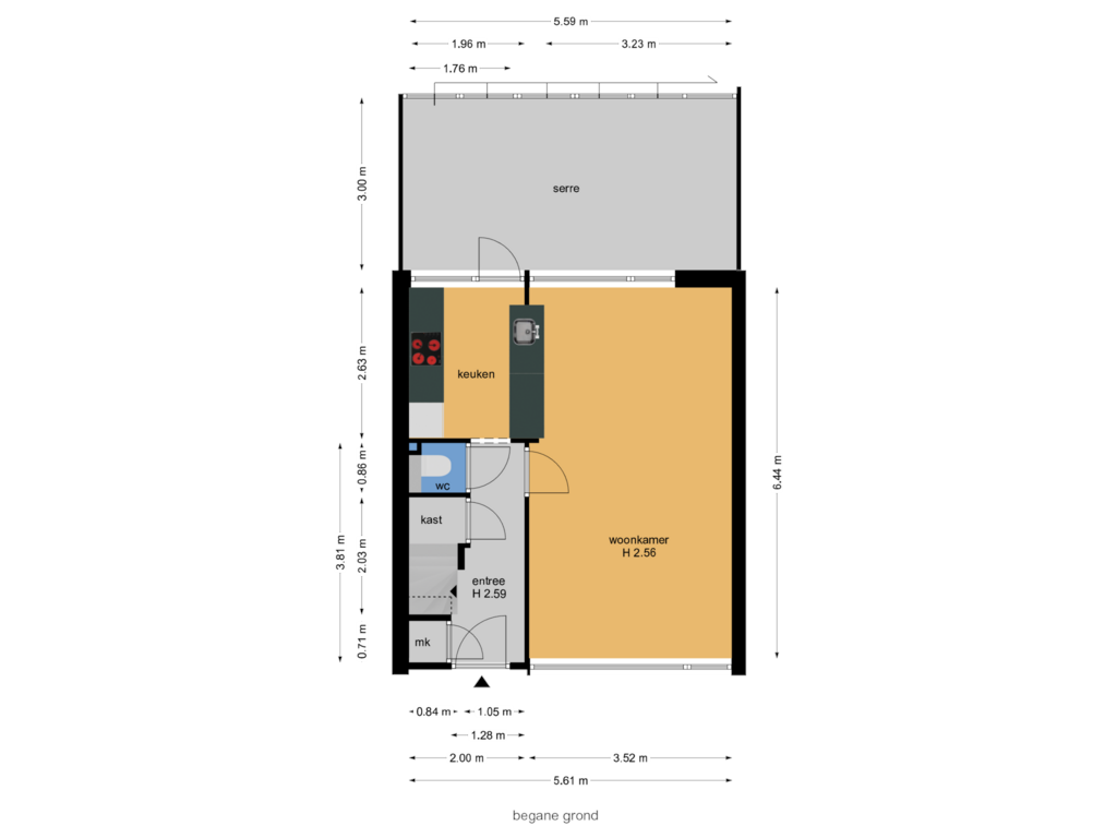 Bekijk plattegrond van begane grond van Delflandstraat 7