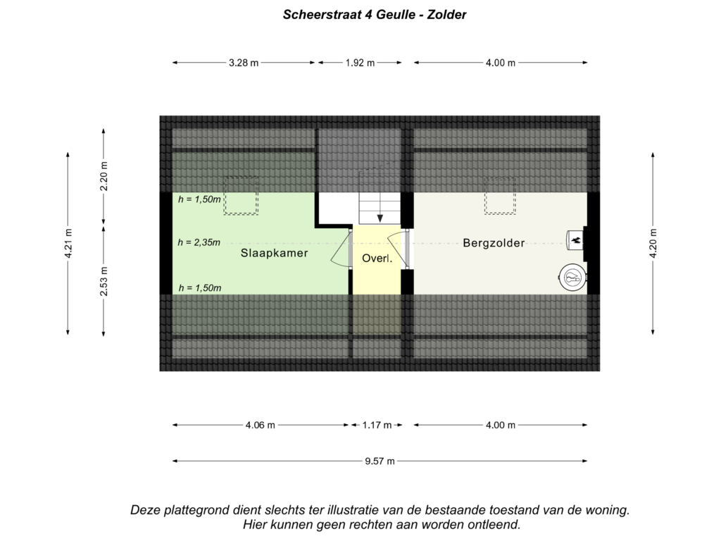 Bekijk plattegrond van Zolder van Scheerstraat 4