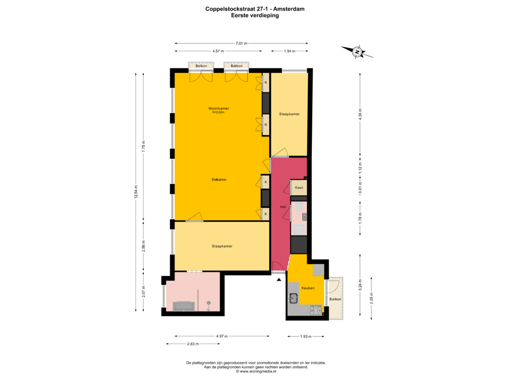 Bekijk plattegrond van Eerste verdieping van Coppelstockstraat 27-1