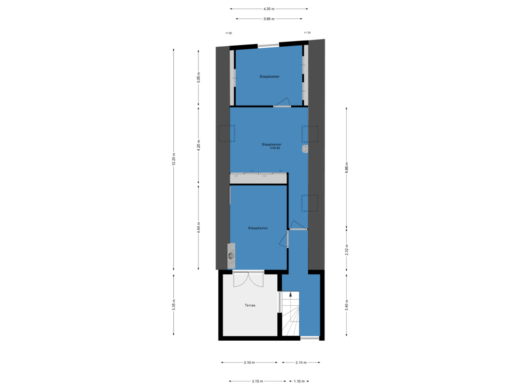 View floorplan of Tweede etage of Turfmarkt 20