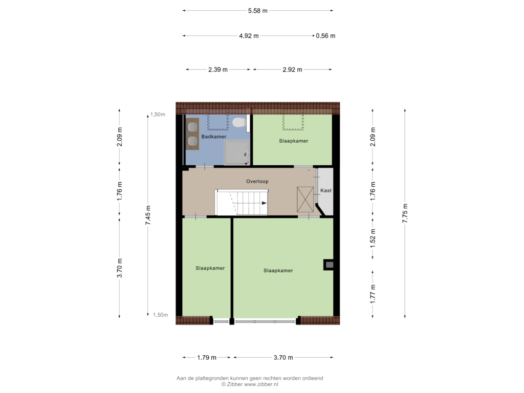 Bekijk plattegrond van Eerste Verdieping van Couwervestraat 35