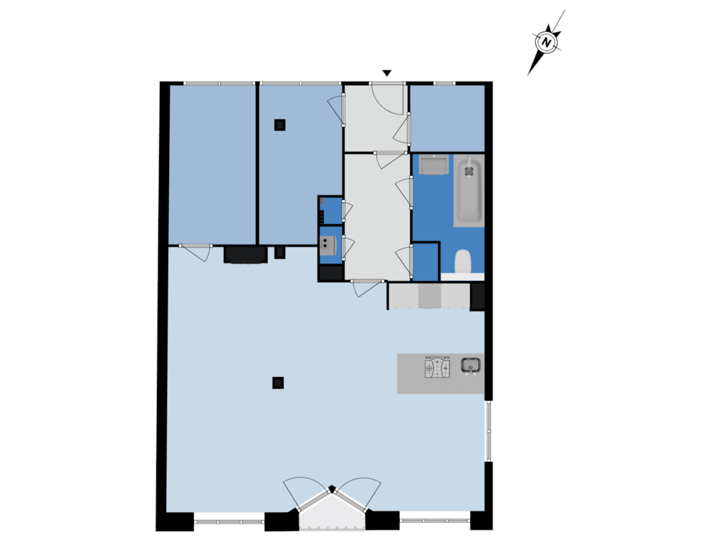 View floorplan of Tweede verdieping of Nieuwe Uilenburgerstraat 17-A