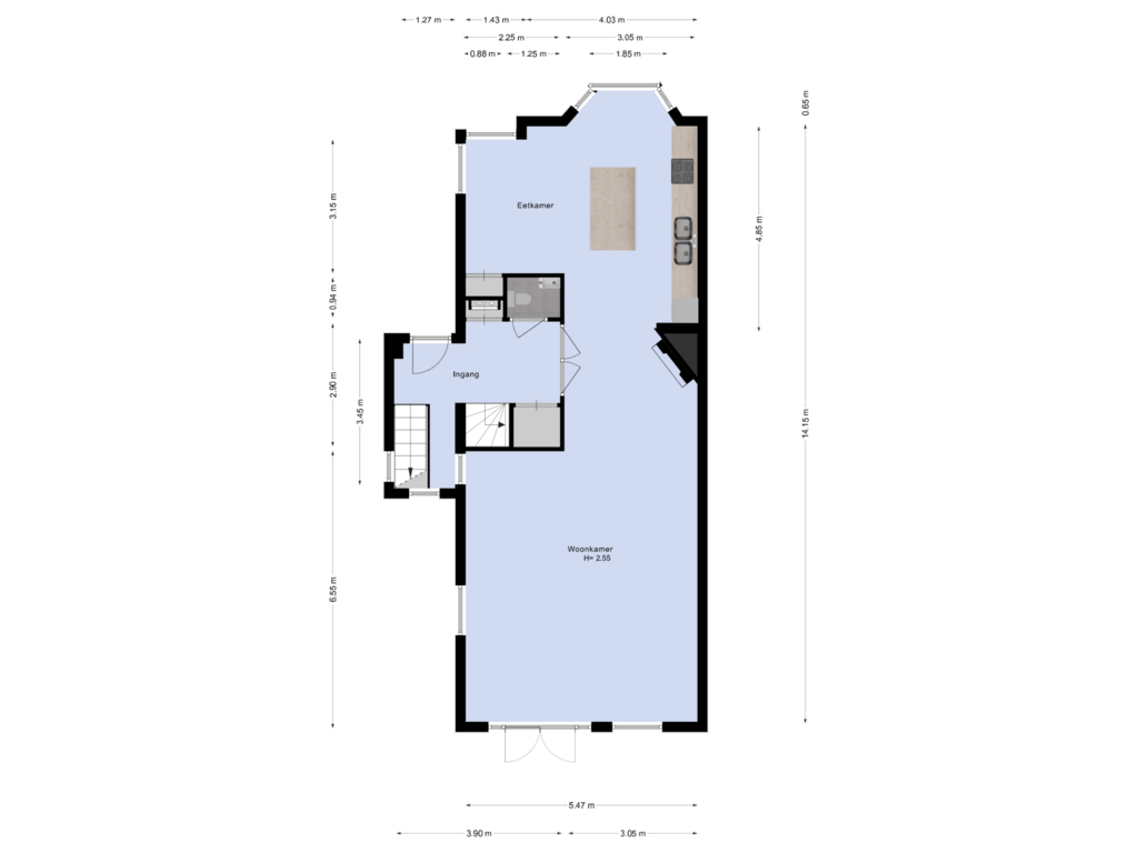 Bekijk plattegrond van Begane grond van Langevelderweg 11-A