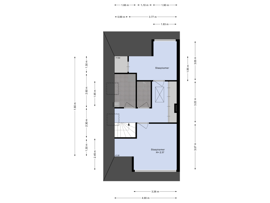 Bekijk plattegrond van Tweede etage van Langevelderweg 11-A