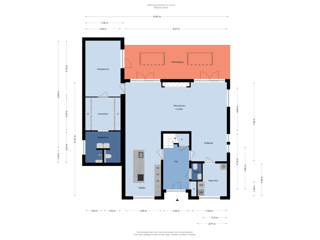 Bekijk plattegrond van Begane grond van Stellingmolenweg 32