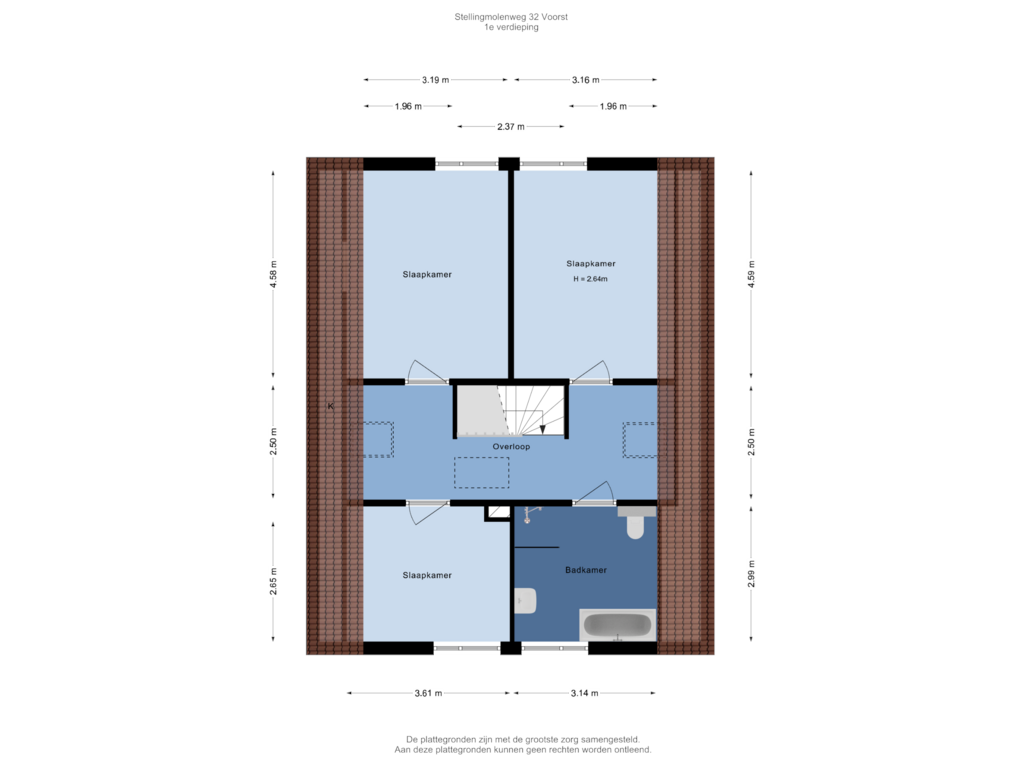Bekijk plattegrond van 1e verdieping van Stellingmolenweg 32