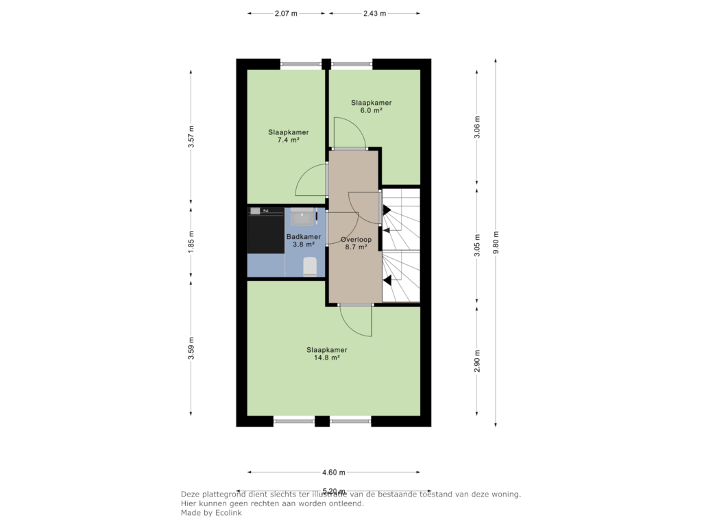 Bekijk plattegrond van 1e verdieping van Kastanjelaan 3-A