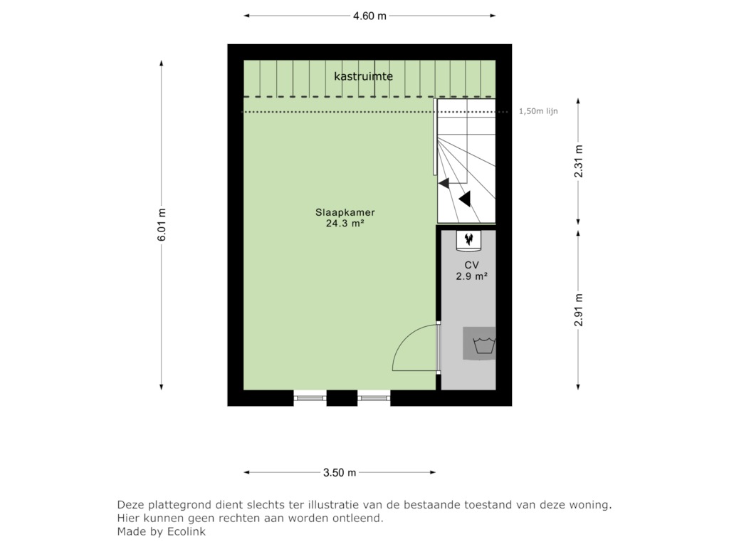 Bekijk plattegrond van Zolder van Kastanjelaan 3-A