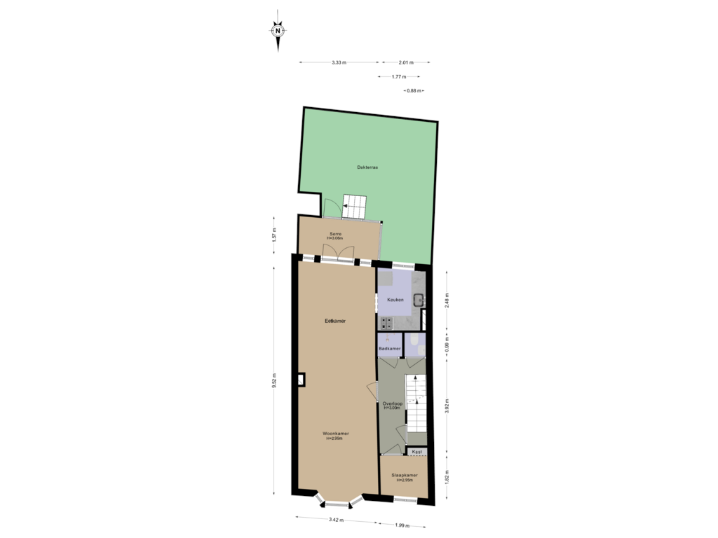 Bekijk plattegrond van 1e Verdieping van Barendsestraat 30