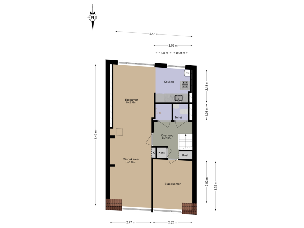 Bekijk plattegrond van 2e Verdieping van Barendsestraat 30