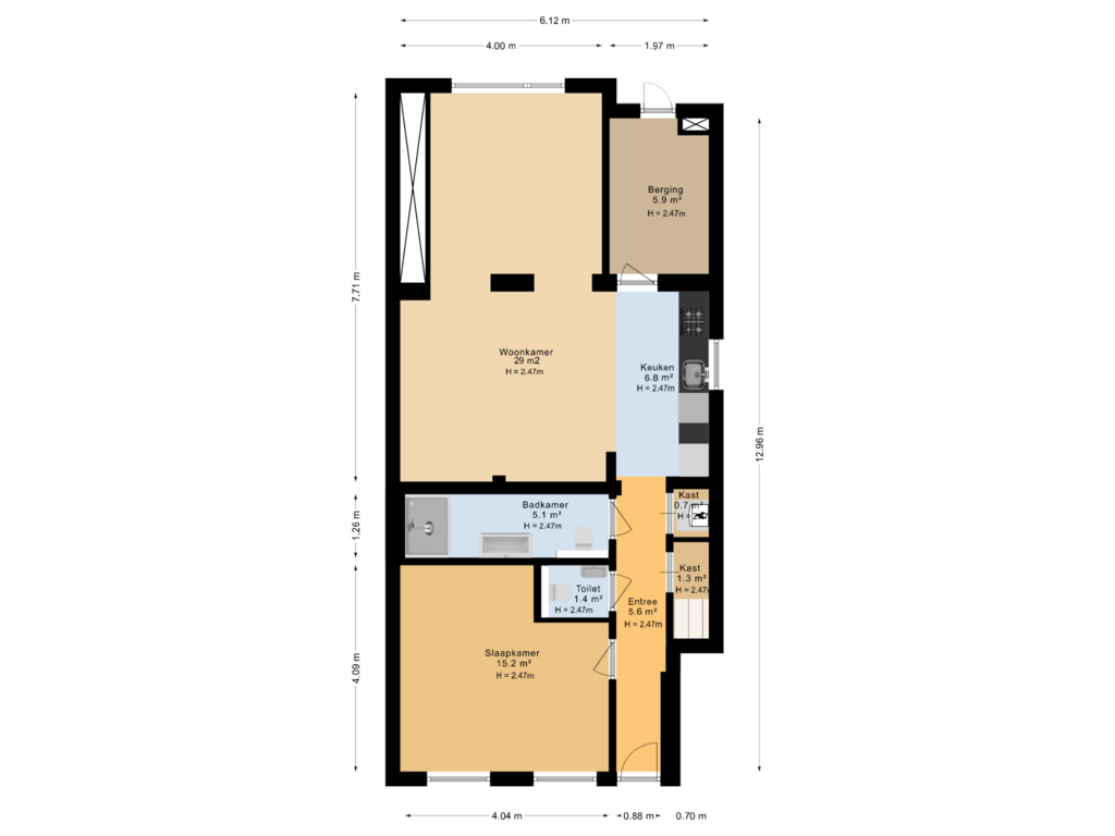 Bekijk plattegrond van Appartement van Luxemburgstraat 10