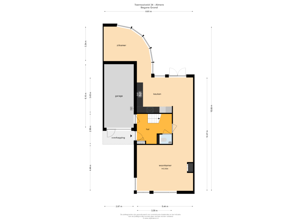 View floorplan of Begane Grond of Toernooiveld 34