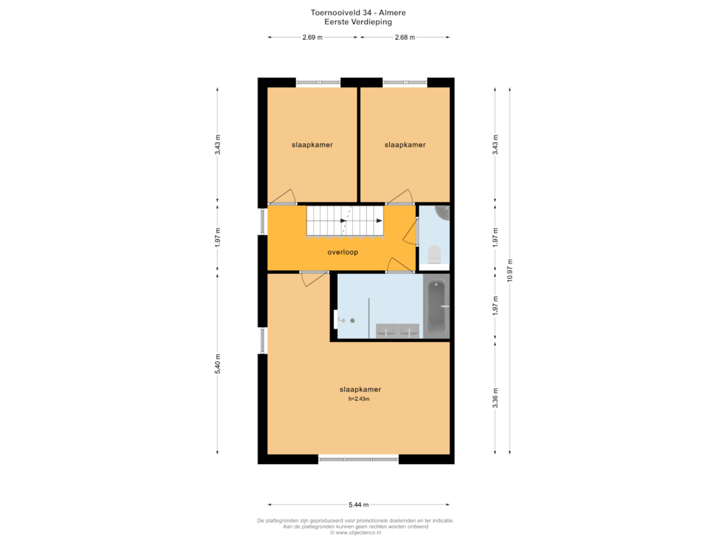 View floorplan of Eerste Verdieping of Toernooiveld 34