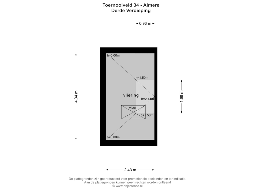 View floorplan of Derde Verdieping of Toernooiveld 34