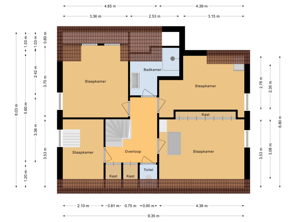 View floorplan of Eerste verdieping of Hoofdweg 144