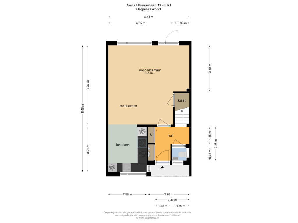 Bekijk plattegrond van BEGANE GROND van Anna Blamanlaan 11