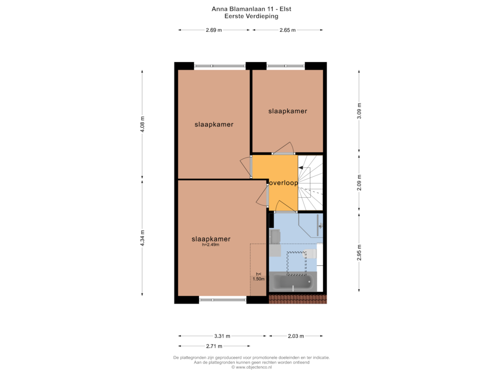 Bekijk plattegrond van EERSTE VERDIEPING van Anna Blamanlaan 11