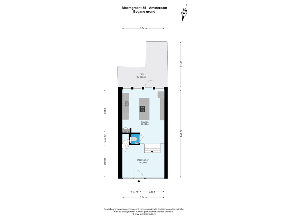 Bekijk plattegrond van Begane grond van Bloemgracht 55