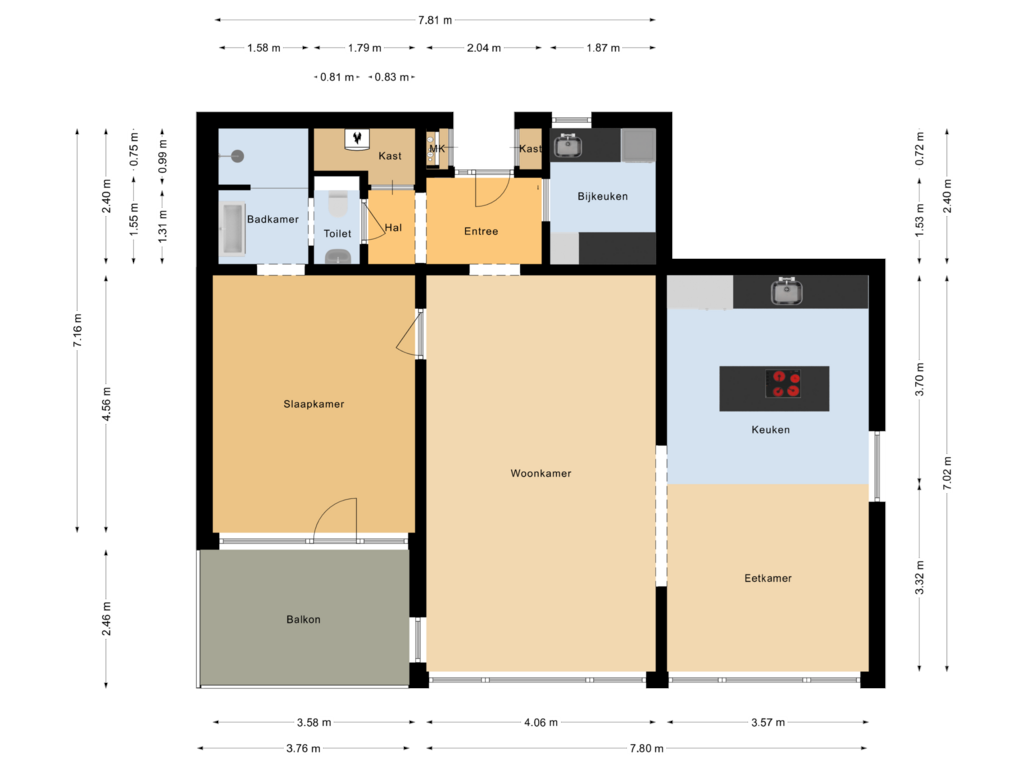 Bekijk plattegrond van Appartement van Dikkersstraat 1-516