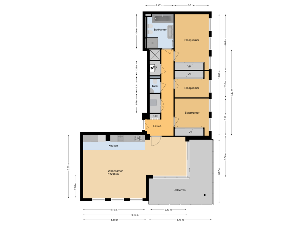 Bekijk plattegrond van 9e etage van Markt 35