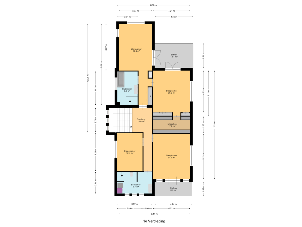 View floorplan of 1e Verdieping of Wittenburgerweg 160