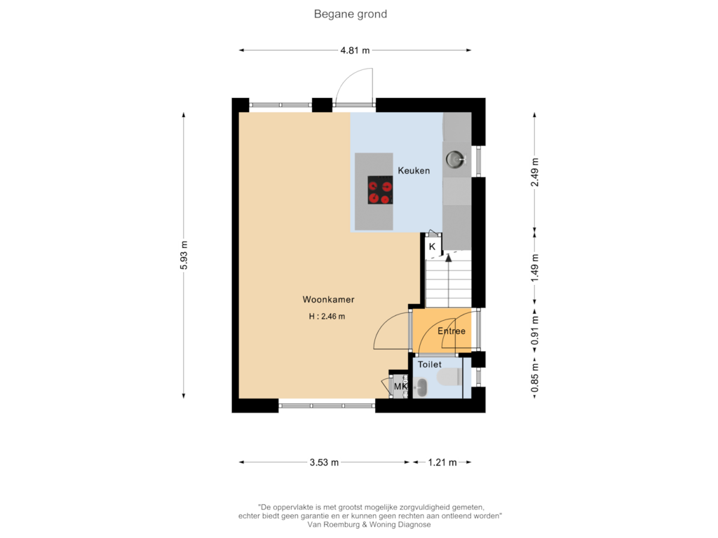 Bekijk plattegrond van Begane grond van Zonneweg 61