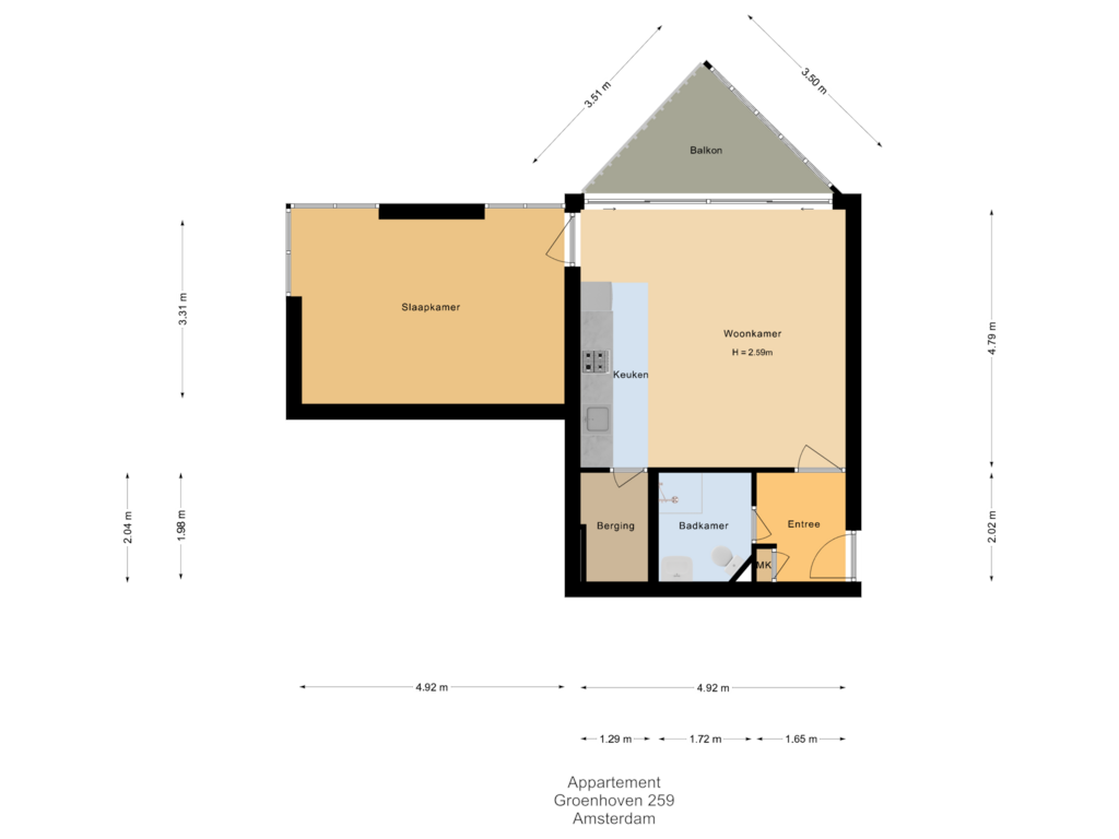 Bekijk plattegrond van Appartement van Groenhoven 259