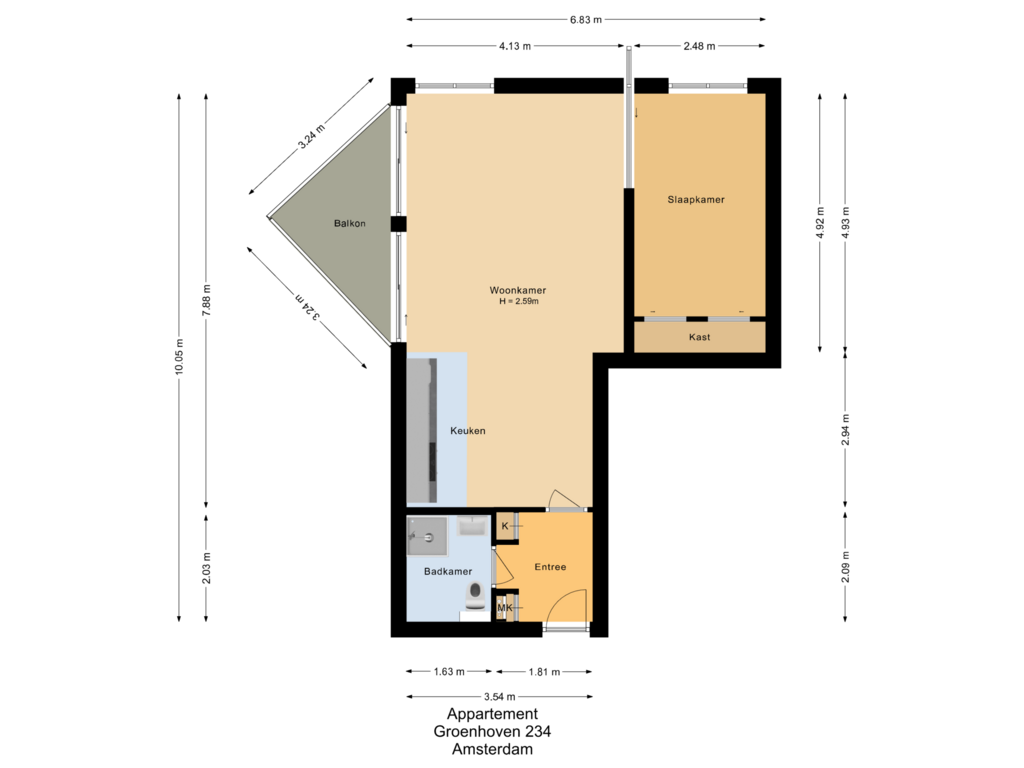 View floorplan of Appartement of Groenhoven 237