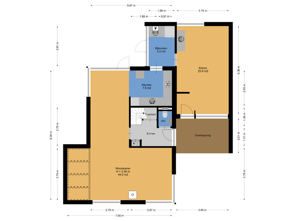 View floorplan of Begane Grond of It Heechhout 3