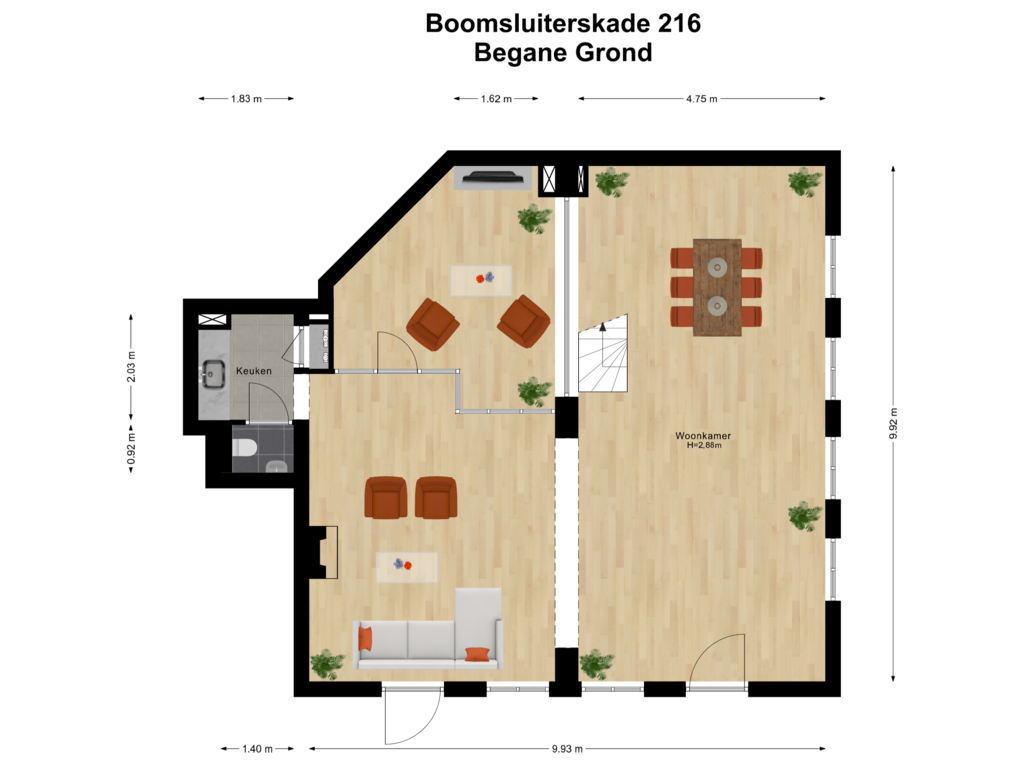 Bekijk plattegrond van Begane Grond van Boomsluiterskade 216