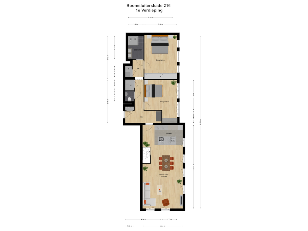 Bekijk plattegrond van 1e Verdieping van Boomsluiterskade 216