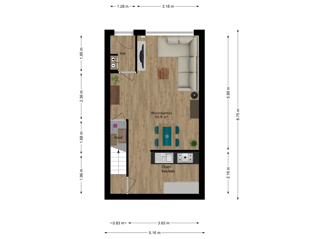 View floorplan of First floor of Landvoogdstraat 17