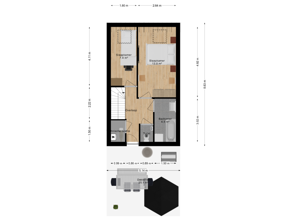 View floorplan of Second Floor of Landvoogdstraat 17