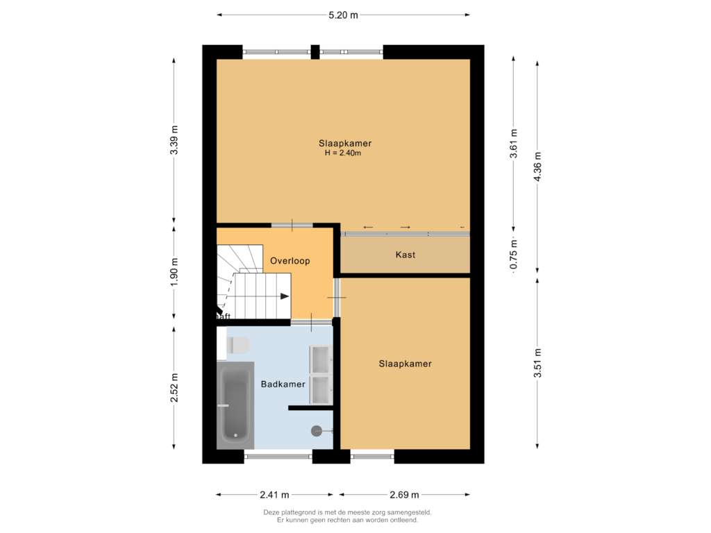 View floorplan of Eerste verdieping of Vaart 14