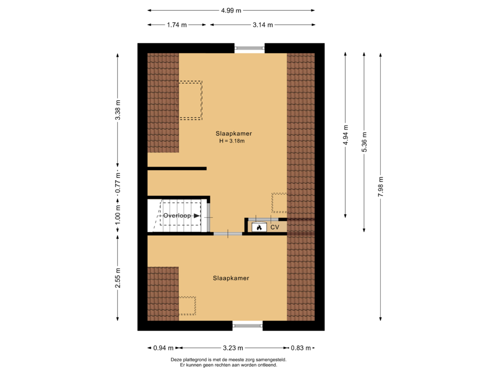 View floorplan of Tweede verdieping of Vaart 14