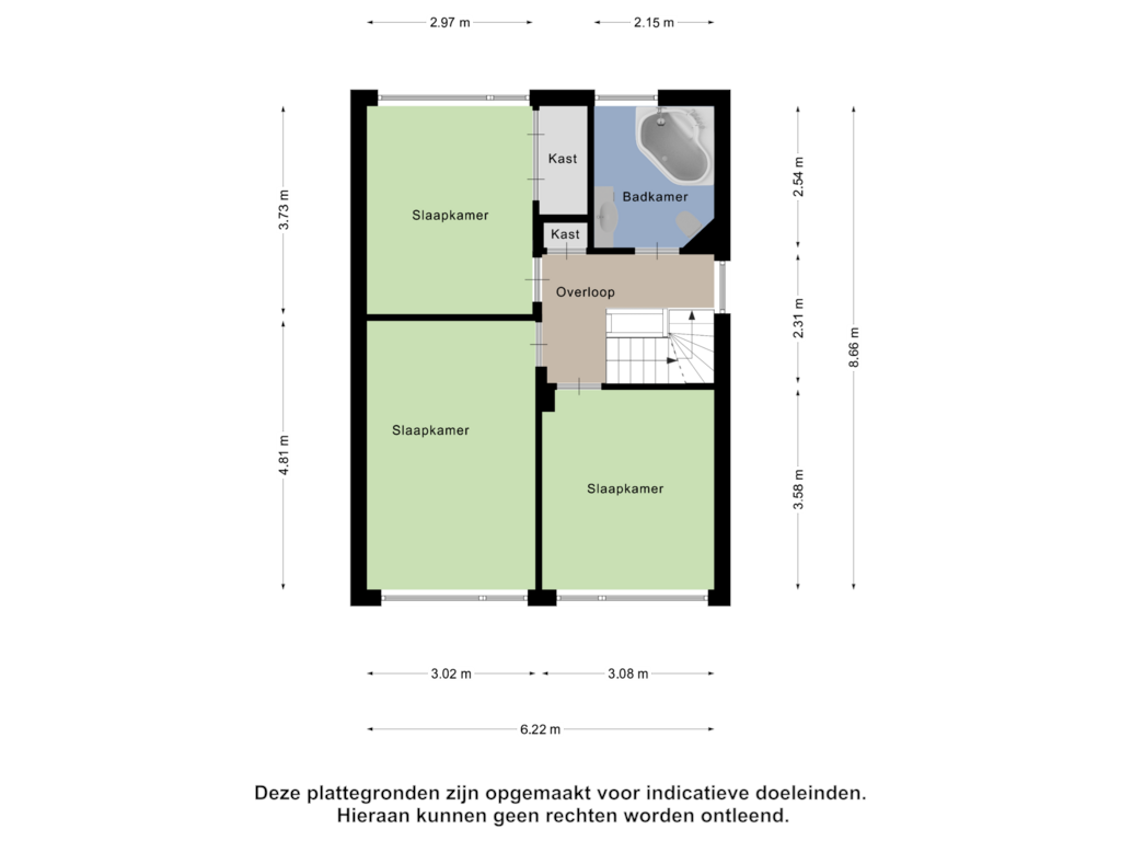 View floorplan of Eerste verdieping of Kortenaerlaan 18