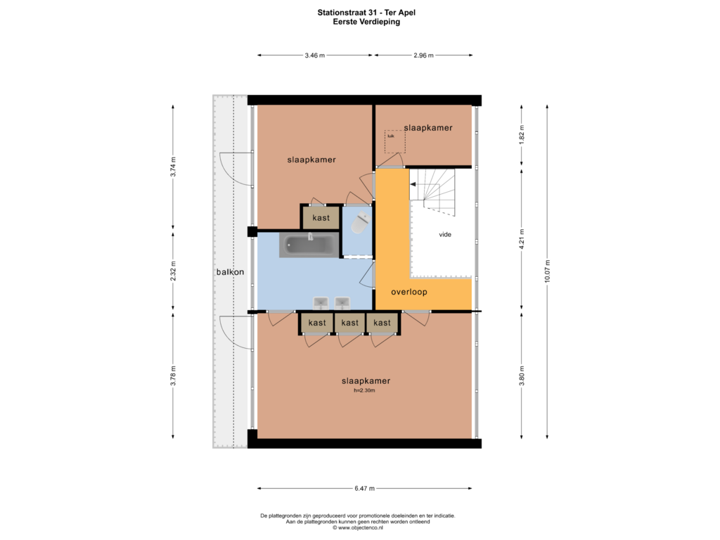 View floorplan of EERSTE VERDIEPING of Stationsstraat 31