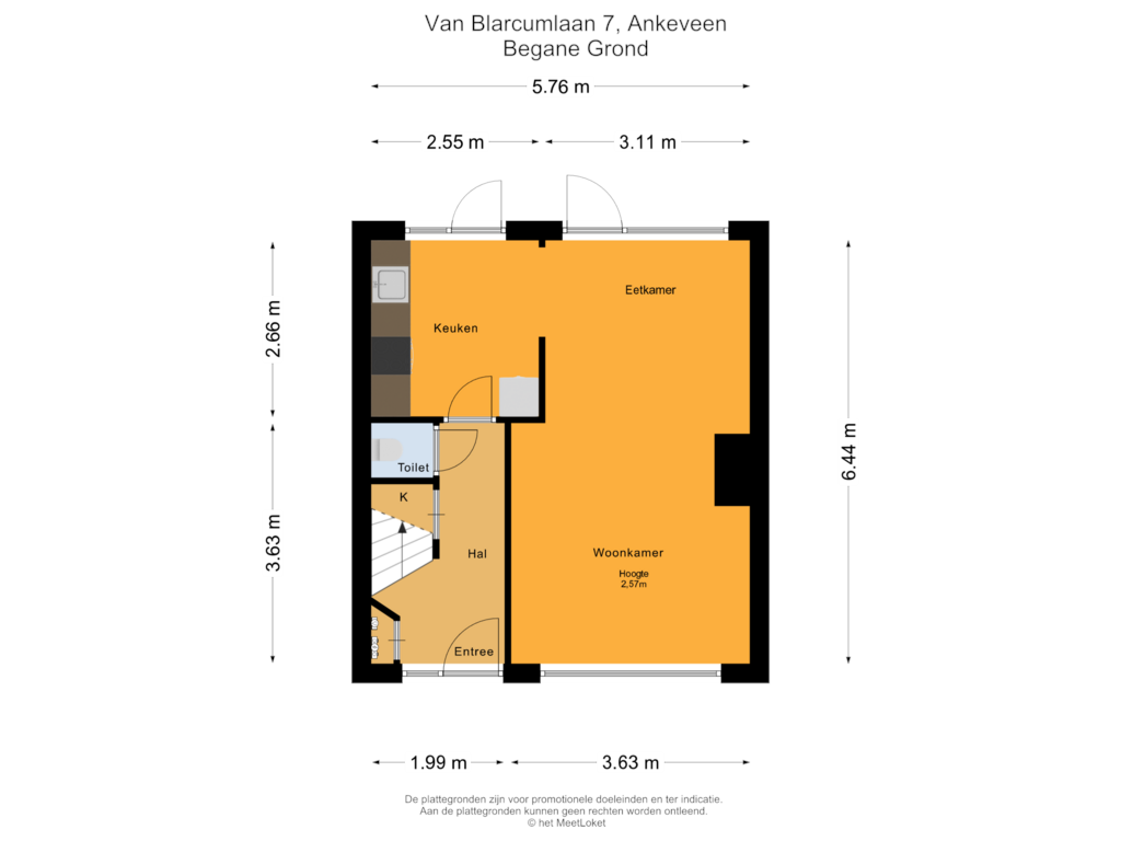 Bekijk plattegrond van Begane Grond van van Blarcumlaan 7