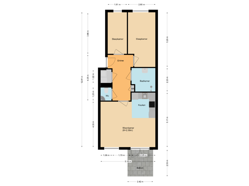 Bekijk plattegrond van 1e verdieping van Zandsteen 106