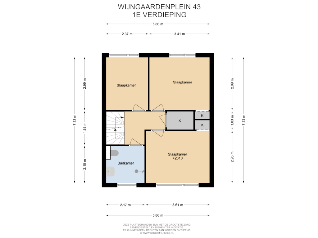 View floorplan of 1E Verdieping of van Wijngaardenplein 43