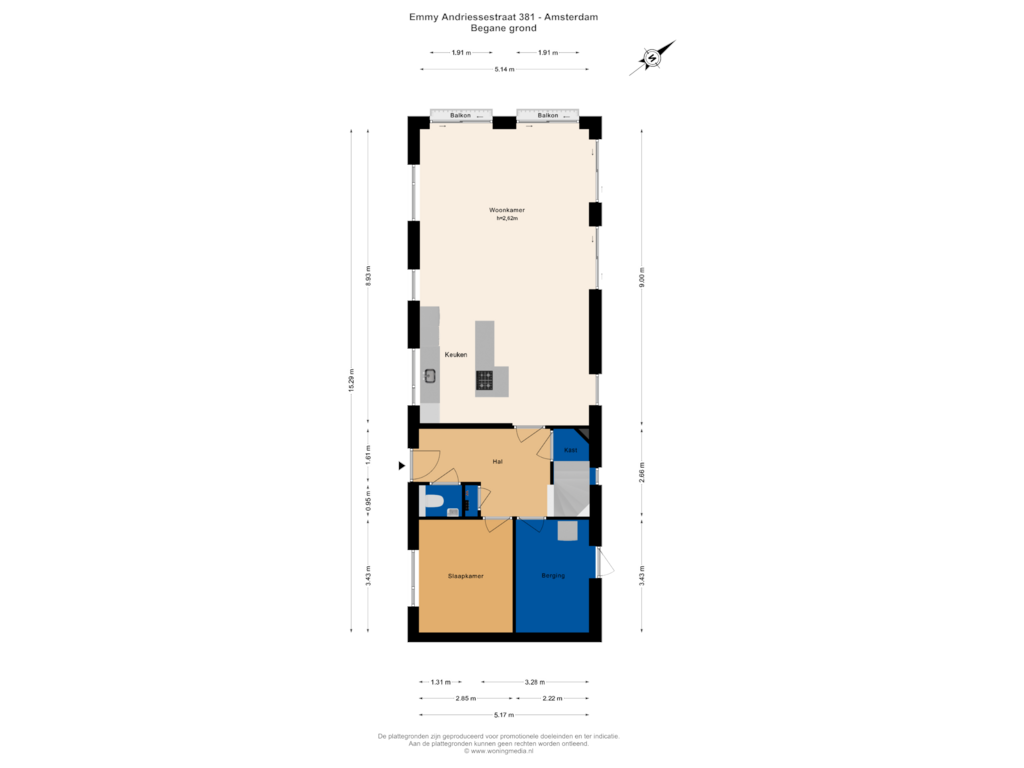 View floorplan of Begane grond of Emmy Andriessestraat 381