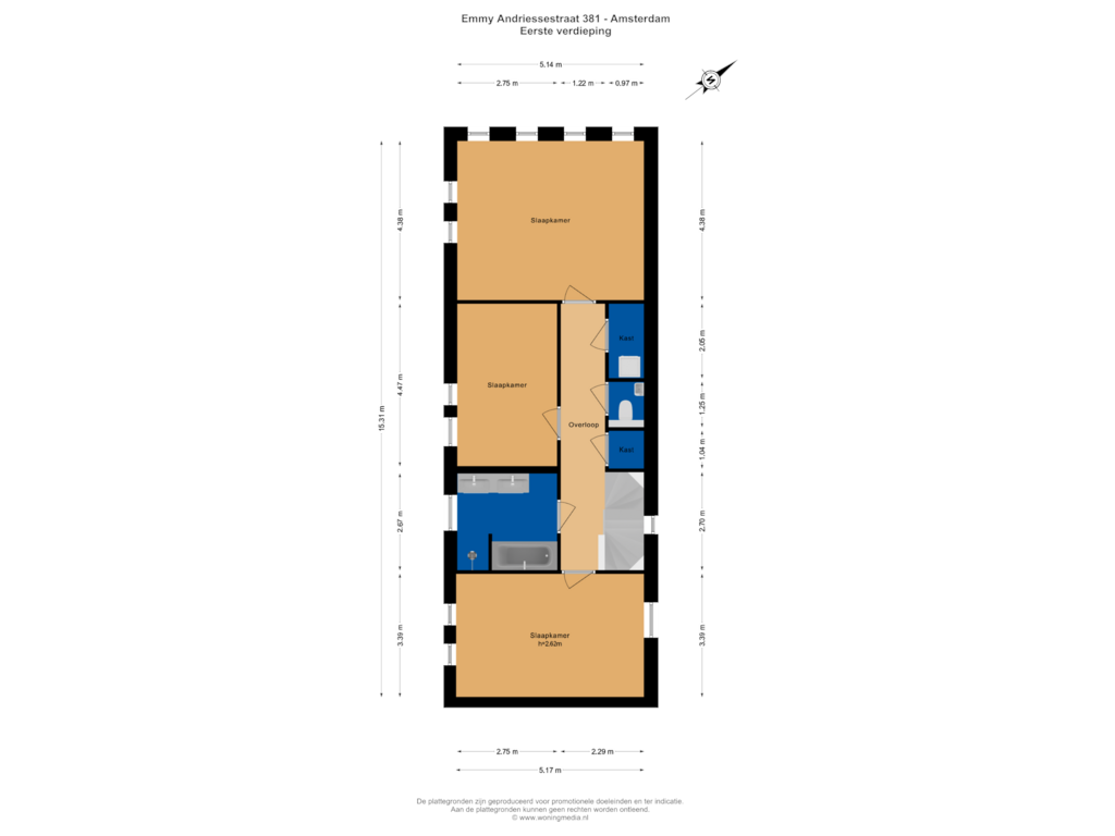 View floorplan of Eerste verdieping of Emmy Andriessestraat 381