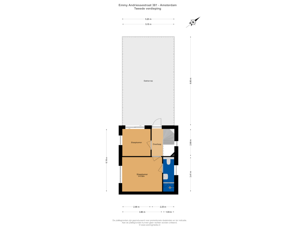 View floorplan of Tweede verdieping of Emmy Andriessestraat 381